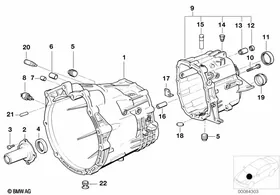 S5D...Z housing + mounting parts — BMW E36 factory diagram