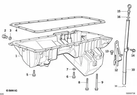Oil Pan and Dip Stick — BMW E36 factory diagram