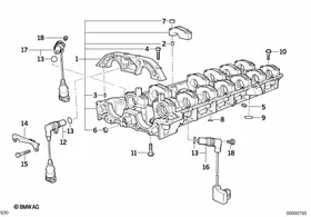 Cylinder head/intermediate housing — BMW E36 factory diagram