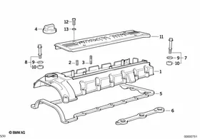 Cylinder head/cylinder head cover — BMW E36 factory diagram