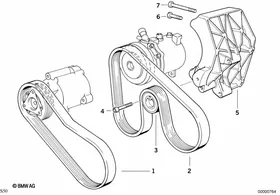 Belt drive-air pump/climate compressor — BMW E36 factory diagram