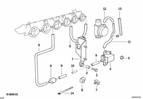 Vacuum control - engine — BMW E36 factory diagram