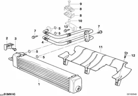 Engine oil cooling — BMW E36 factory diagram