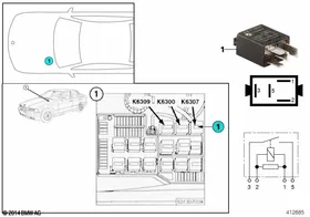 Relay, fuel pump K6307 — BMW E36 factory diagram