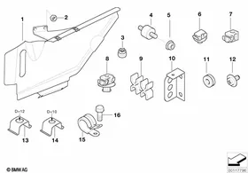 Mounting parts for clutch lines — BMW E36 factory diagram