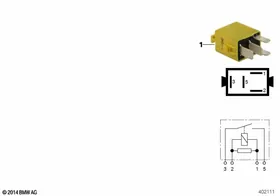 Relay, mini. relay NO contact, yellow — BMW E36 factory diagram
