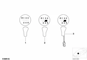 Individual wood gear shift knobs 6-speed — BMW E36 factory diagram