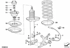 Motorsport chassis spring strut — BMW E36 factory diagram