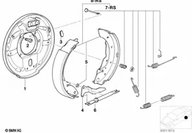 Drum brake-brake shoes/brake carrier — BMW E36 factory diagram