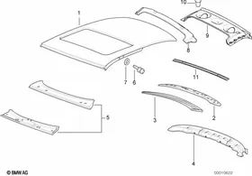 Roof — BMW E36 factory diagram