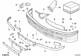 Bumper, front — BMW E36 factory diagram