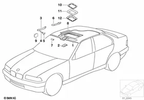 Headlining / Handle — BMW E36 factory diagram