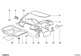 Sound insulating front — BMW E36 factory diagram