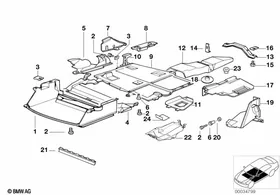 Heat insulation and air duct — BMW E36 factory diagram