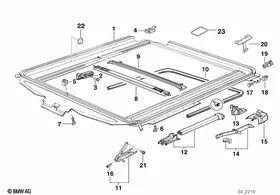 Sliding lifting roof frame — BMW E36 factory diagram