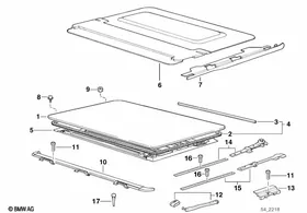 Slid.lift. roof-cover/ceiling frame — BMW E36 factory diagram