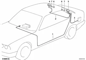 Single parts f antenna-diversity — BMW E36 factory diagram