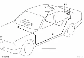 Single parts f rear window antenna — BMW E36 factory diagram