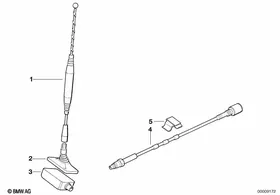 Singl.parts f rear window teleph.antenna — BMW E36 factory diagram