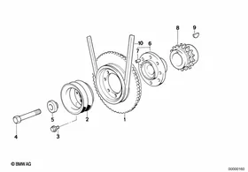 Belt Drive-Vibration Damper — BMW E36 factory diagram
