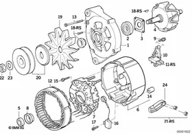 Alternator parts 65a — BMW E36 factory diagram