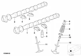 Valve timing gear - camshaft/valves — BMW E36 factory diagram