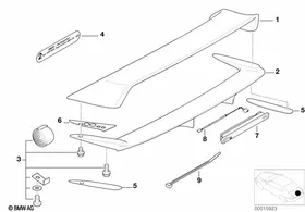 "Clubsport" custom rear wing — BMW E36 factory diagram
