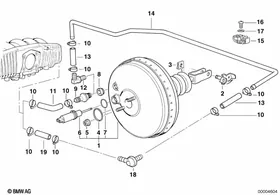 Brake servo unit ASC+T — BMW E36 factory diagram