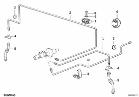 Brake pipe, front — BMW E36 factory diagram