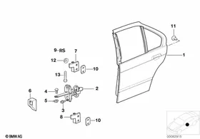 Rear door - hinge/door brake — BMW E36 factory diagram