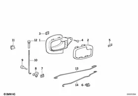 Locking system, door, rear — BMW E36 factory diagram