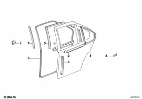 Door weatherstrip, rear — BMW E36 factory diagram