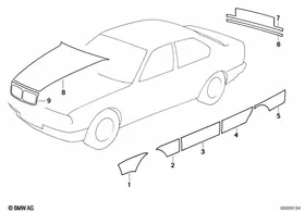 Sticker Police, Fire-brigade, Paramedic — BMW E36 factory diagram