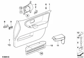 Door trim panel, front / side airbag — BMW E36 factory diagram