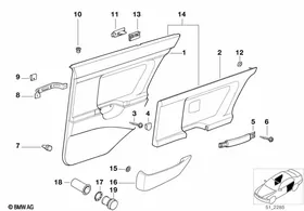 Door trim, rear — BMW E36 factory diagram