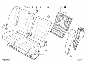 Seat, rear, backrest trims — BMW E36 factory diagram