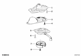 Single parts for sliding lifting roof — BMW E36 factory diagram