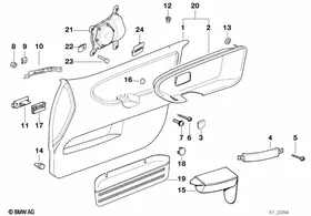 Individual door trim panel, cloth, front — BMW E36 factory diagram