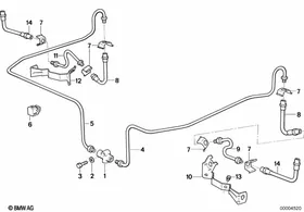 Rear brake pipe, drum brake — BMW E36 factory diagram