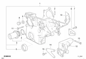 Lower timing case — BMW E36 factory diagram