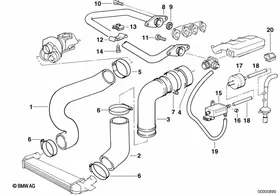 Intake manifold-supercharg.air duct/AGR — BMW E36 factory diagram