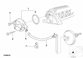 Vacuum pump with tubes — BMW E36 factory diagram