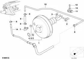 Brake servo unit ABS — BMW E36 factory diagram