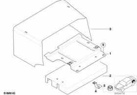 Trunk battery cover — BMW E36 factory diagram