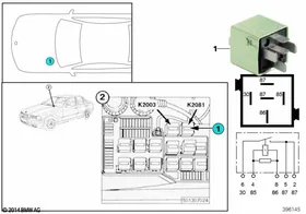 Relay, fuel pre-supply pump K2081 — BMW E36 factory diagram
