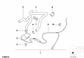 Installing set additional water pump — BMW E36 factory diagram