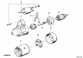 Starter motor sep components 2.2 kW — BMW E36 factory diagram
