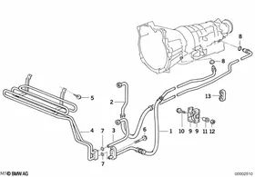 Transmission oil cooling/cooling coil — BMW E36 factory diagram