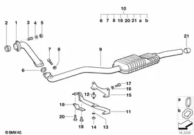 Front silencer — BMW E36 factory diagram