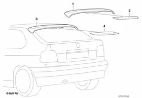 Roof spoiler — BMW E36 factory diagram